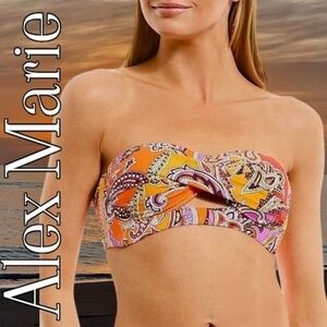 ALEX MARIE Riviera Paisley Twisted Cut-Out Bandeau Swim Top  NWT  Size XL